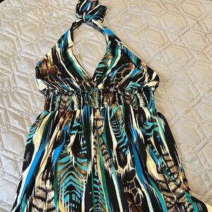 Sz L/Xl Swimsuits for all Tropical/ Jungle Halter Maxi Dress. Worn once.